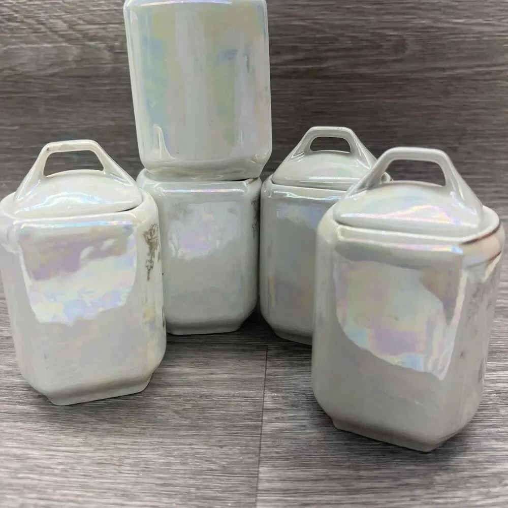Stunning 1900s Antique German Iridescent Salt Well /Spice Containers/Decanter